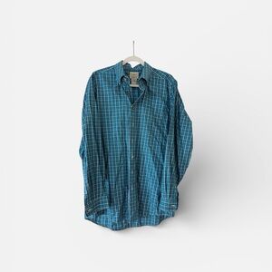 L.L. Bean Blue and Orange Checkered Shirt
